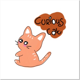 Curious cat cute kawaii Posters and Art